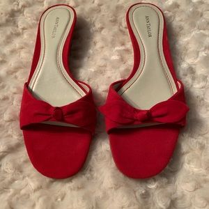 Red suede shoes size 8